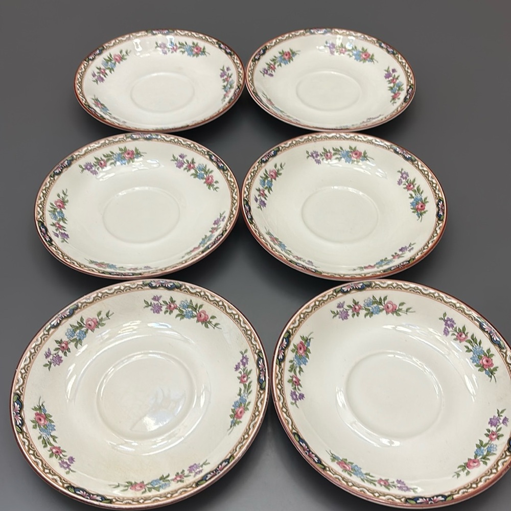 JG MEAKIN saucers desert plates 6.5” SOL SUN 391413 FLORAL lot 6 VNTG England